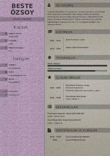 örnek cv indir
